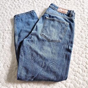 Zara boyfriend mom jeans tapered leg distressed 4 27 cotton